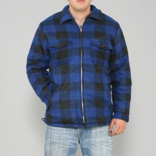 Maxxsel Mens Blue/ Black Buffalo Plaid Flannel Jacket  