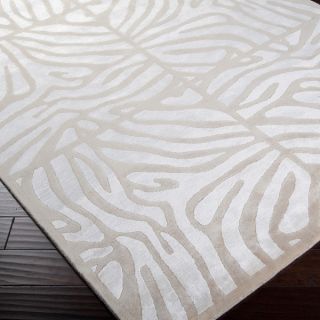 Candice Olson Hand knotted Beige Tortoy White Animal Pattern Wool Rug