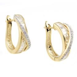 Beverly Hills Charm 14k Yellow Gold 1ct TDW Diamond Hoop Earrings (H I