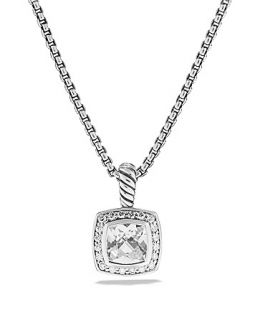 David Yurman Petite Albion Pendant with White Topaz and Diamonds on Chain