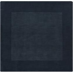Hand crafted Navy Blue Tone On Tone Bordered Wool Rug (8 x 8