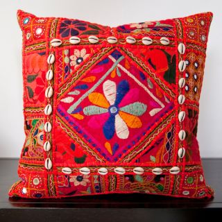 Calista Orange Embroidered 22x22 inch Decorative Pillow