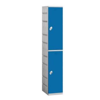 Salsbury Industries 92000 Series 12.75 in. W x 74 in. H x 18 in. D 2 Tier Plastic Lockers Assembled in Blue 92168BL A
