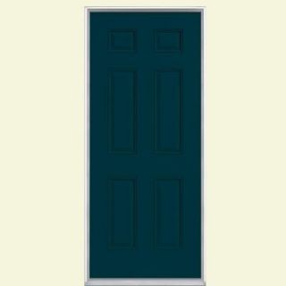 Masonite 30 in. x 80 in. 6 Panel Painted Steel Prehung Front Door with No Brickmold 28404