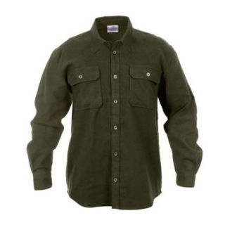 Olive Drab Extra Heavyweight Solid Flannel Shirt   Large