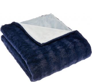 As Is Dennis Basso Madison Ave. 50x60 Faux Fur and Micromink Throw   H207973 —