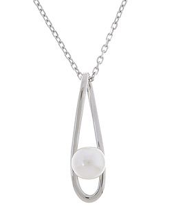 Sterling Silver Cultured Pearl Drop Necklace (5.5 mm)  