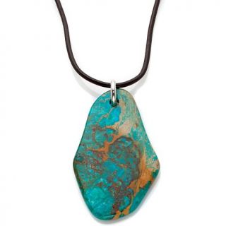 Jay King Ceremonial Kingman Turquoise Pendant with Brown Leather Cord   7105988