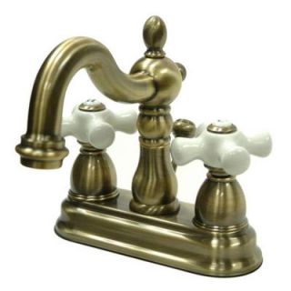 Kingston Brass Victorian 4 in. Centerset 2 Handle Bathroom Faucet in Vintage Brass HKB1603PX