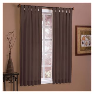 Style Selections Twill Solid 63 in L Solid Chocolate Tab Top Curtain Panel