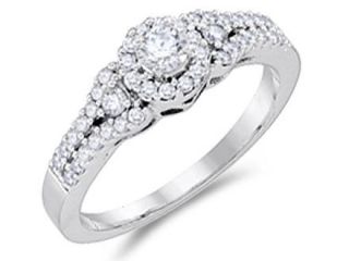 Diamond Engagement Ring 14k White Gold Bridal Anniversary (1/2 Carat)