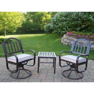Oakland Living Rochester Swivel 3 Piece Patio Chair Set with Oatmeal Cushions 6128 6129 5 HB
