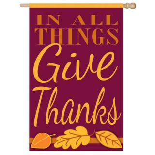 "In All Things Give Thanks" Thanksgiving Autumn Outdoor Flag 44" x 28"