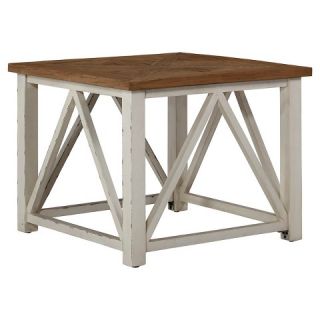 Marshone Square End Table   White/Light Brown   Signature Design by
