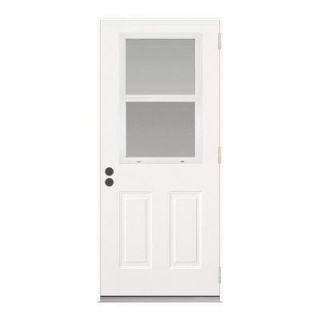 JELD WEN 30 in. x 80 in. Venting 1/2 Lite Primed Premium Steel Prehung Front Door THDJW191100009