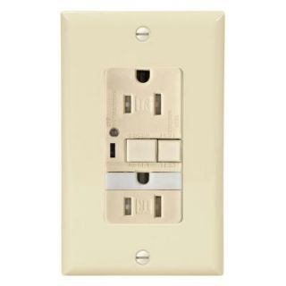 Cooper Wiring Devices 15 Amp Combination GFCI Receptacle with Nightlight   Almond TRVGFNL15A
