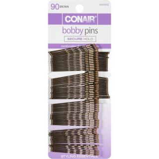 Conair Styling Essentials Bobby Pins, Brown, 90 count