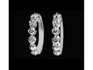 3 carat diamonds hoop earrings solid white gold 14K lady jewelry women