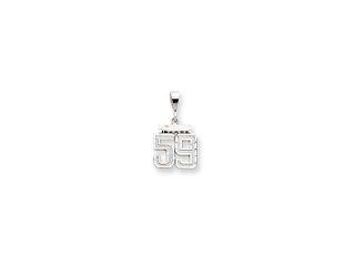 14k White Gold Small Diamond cut Number 59 Charm