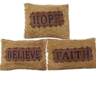 Craft Outlet 3 Piece Faith Hope Believe Chenille Throw Pillow Set