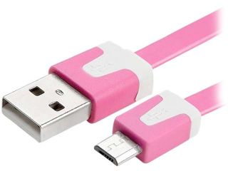 Insten 1187637 1m Pink Universal Micro USB 2 in 1 Noodle Cable
