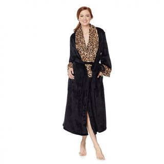Adrienne Landau Plush Robe with Faux Fur Trim   7792760