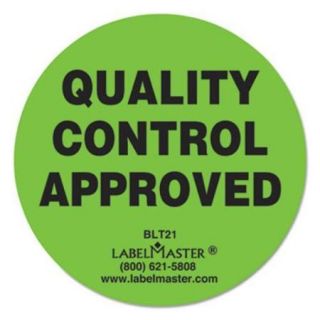 LabelMaster Warehouse Self Adhesive Label, 2" Diameter, QUALITY CONTROL APPROVED, 500 per Roll