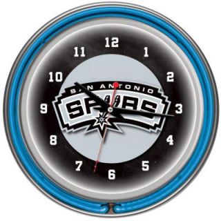 Trademark Global 14 in. San Antonio Spurs NBA Chrome Double Ring Neon Wall Clock NBA1400 SAS