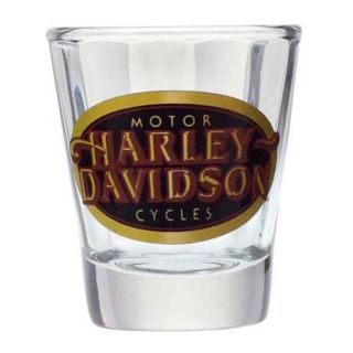 Harley Davidson Beveled Shot Glass, Retro H D Oval, Short 1.5 oz. SG10171