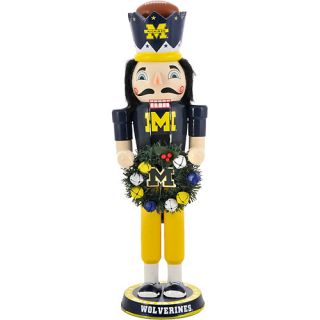 NCAA 14" Christmas Wreath Nutcracker, University of Michigan Wolverines