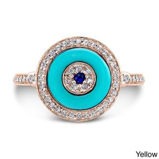 14k White Gold 1/4ct TDW Evil Eye Sapphire and Diamond Ring (I J, I1