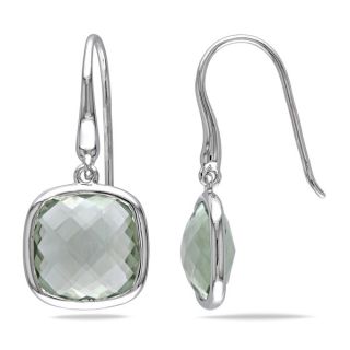 Miadora Sterling Silver 12ct TGW Green Amethyst Charm Earrings