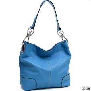 Dasein Silver Tone Zipper Front Hobo Bag with Buckle Shoulder Strap