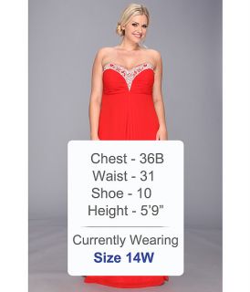 faviana plus size beaded sweetheart strapless chiffon gown 9324 red