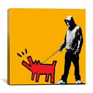 Banksy Choose Your Weapon Keith Haring Dog (Orange Color) Canvas Art