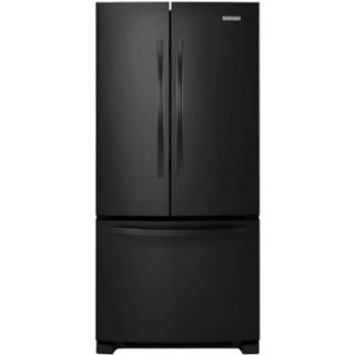 KitchenAid Architect Series II 33 in. W 22.1 cu. ft. French Door Refrigerator in Black KBFS22ECBL