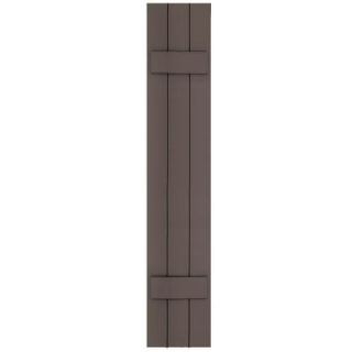 Winworks Wood Composite 12 in. x 64 in. Board & Batten Shutters Pair #641 Walnut 71264641