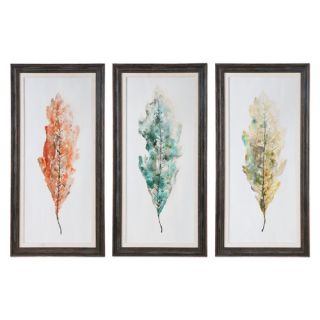 Tricolor Leaves Abstract Art 3 Piece Framed Painting Print by Brayden