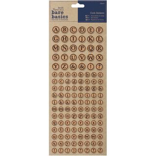 Papermania Bare Basics Cork Stickers 126/Pkg Alphabet Circles