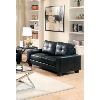 Furniture of America Dresford Tufted Black Bonded Leather Match Sofa