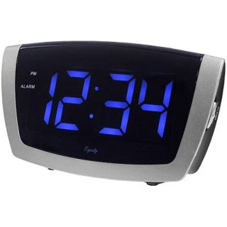 Equity by La Crosse Large Blue LED Alarm Clock with USB Charging Port for Mobile Devices
