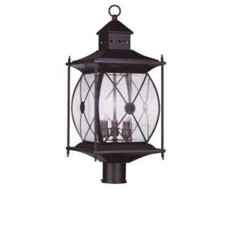 Filament Design 3 Light Outdoor Bronze Post Head with Clear Beveled Glass CLI MEN2096 07