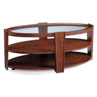 Nuvo Umber Finish Glass Top Oval Cocktail Table  