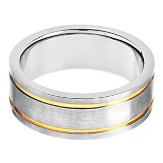 Stainless Steel Goldplated Grooved Brushed Band