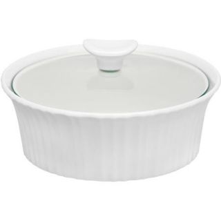 CorningWare French White III 1.5 Quart Round Casserole with Glass Cover
