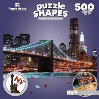 Jigsaw Shaped Puzzle, 500 pc, Manhattan Skyline, 30" x 19"