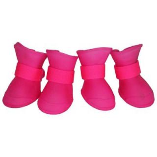 PET LIFE Medium Pink Elastic Protective Multi Usage All Terrain Rubberized Dog Shoes F30PKMD
