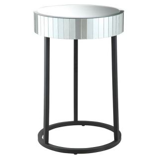OSP Designs Krystal Round Mirror Accent Table with Metal Legs