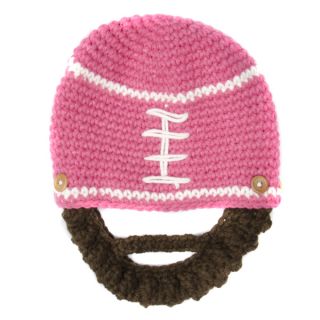 Crummy Bunny Childrens Hand Knit Pink Football Beanie with Removable