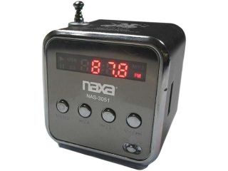 Naxa NAS3051BK Portable Speaker with USB and SD/MMC Inputs and FM Radio with LED Display